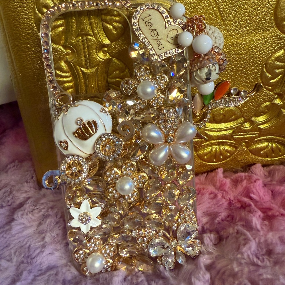 IPhone 16 Pro Crystal and Pearl Embellished Phone Case